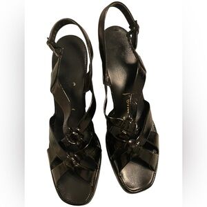 Vintage Black PENALJO patent strap shoes